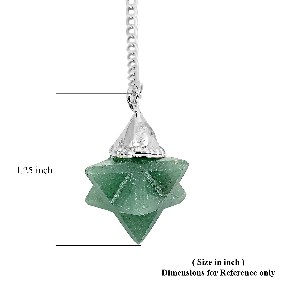 Green Aventurine 28.00 ctw Merkaba Star Pendulum in Silvertone image number 1