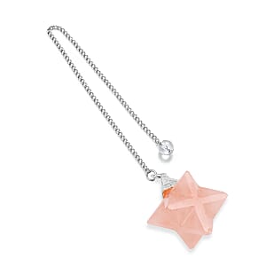Rose Quartz 28.00 ctw Merkaba Star Pendulum in Silvertone