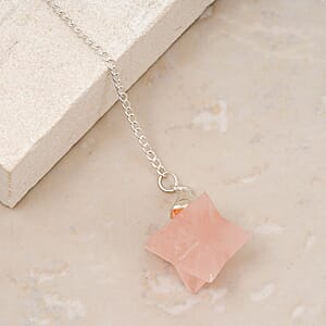 Rose Quartz 28.00 ctw Merkaba Star Pendulum in Silvertone