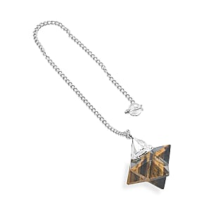 Tigers Eye 28.00 ctw Merkaba Star Pendulum in Silvertone