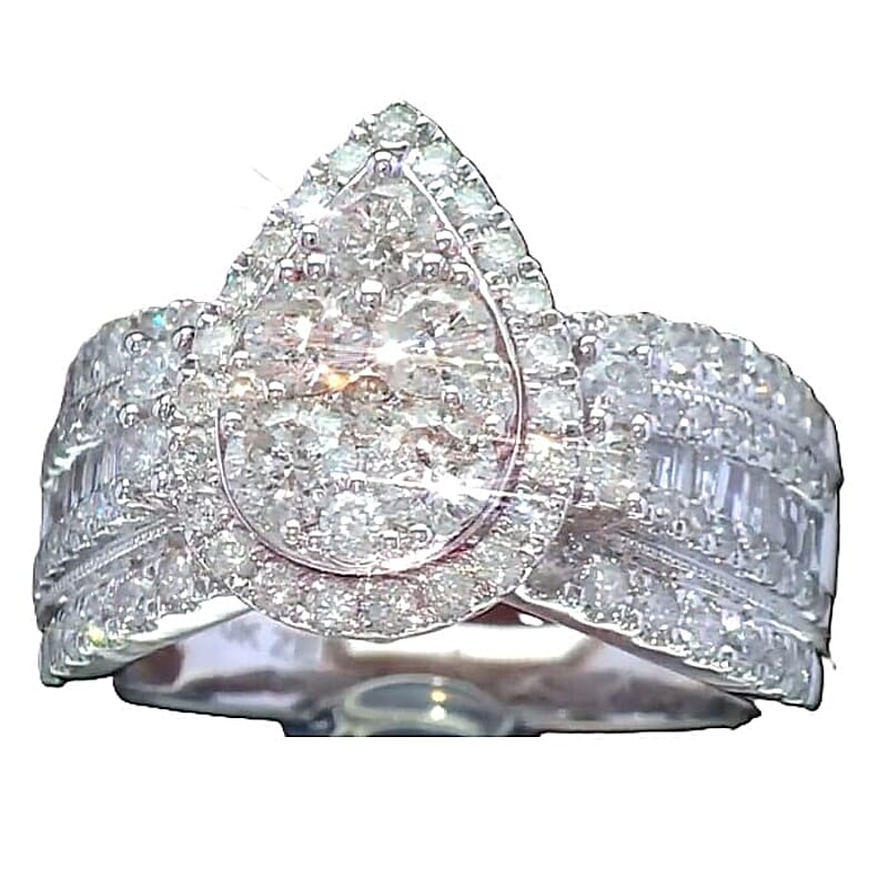 Diamond G-H I1-I2 2.00 ctw Ring in 10K White Gold (Size 6.0) 5.75 Grams