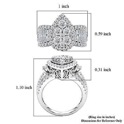 Diamond G-H I1-I2 2.00 ctw Ring in 10K White Gold (Size 7.0) 5.75 Grams