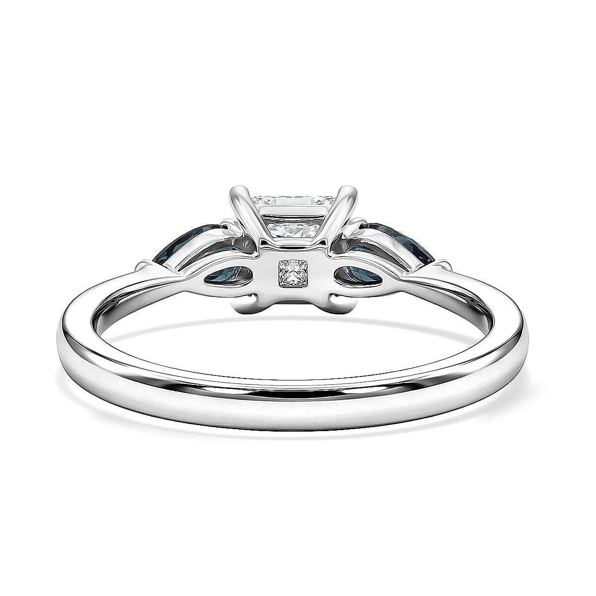 Modani Princess Cut White Diamond and Blue Sapphire 1.20 ctw Ring in 950 Platinum (Size  5.0)