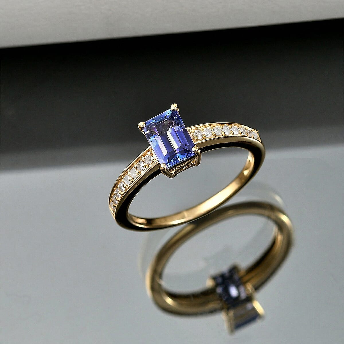 Rhapsody AAAA Tanzanite and Diamond G-H SI 1.25 ctw Ring in 18K Yellow Gold (Size 7.0) image number 1