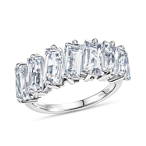 D'Joy White Topaz 5.65 ctw Ring in Rhodium Over Sterling Silver (Size 10.0)