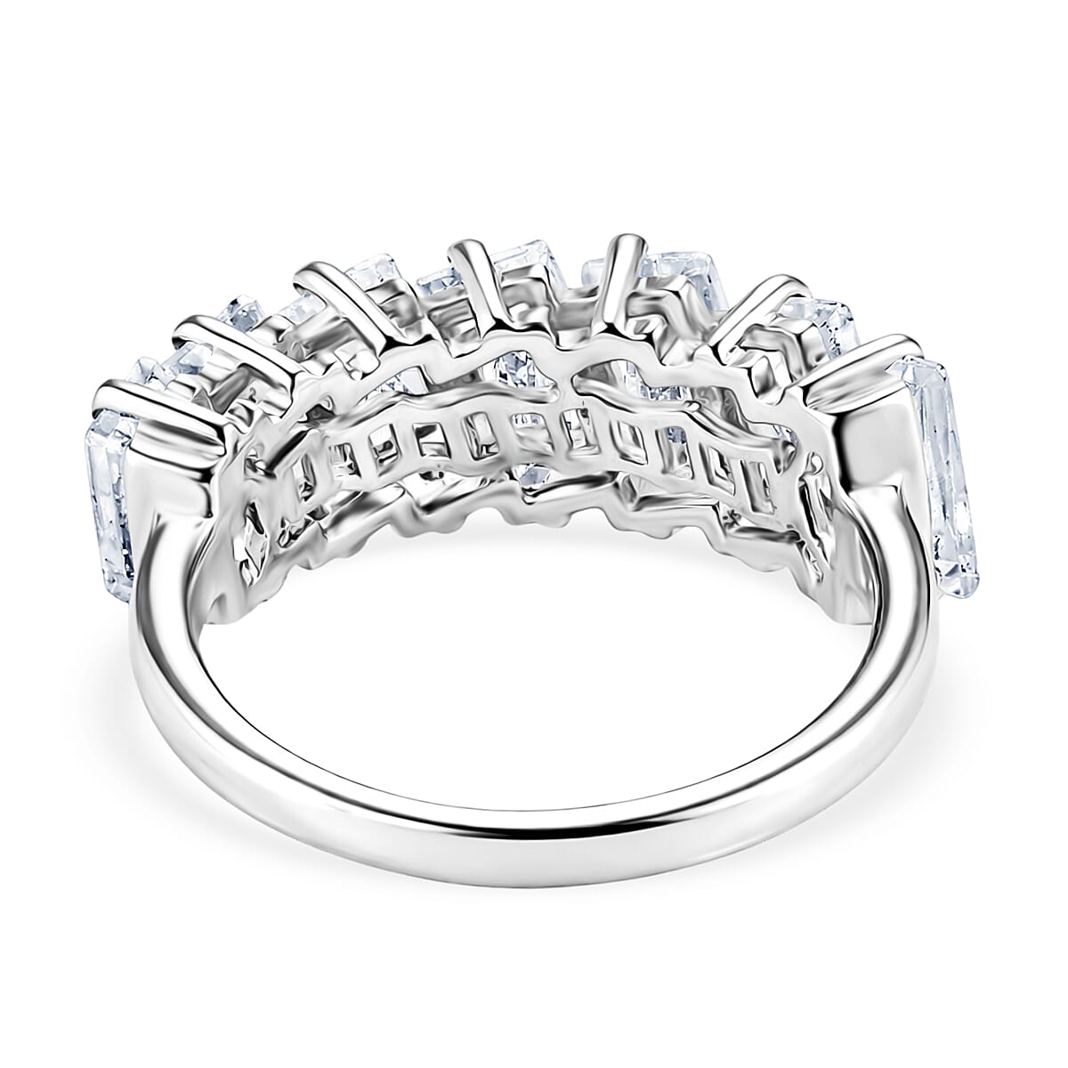 D'Joy White Topaz 5.65 ctw Spectrum Gem Bar Ring in Rhodium Over Sterling Silver (Size 5.0)