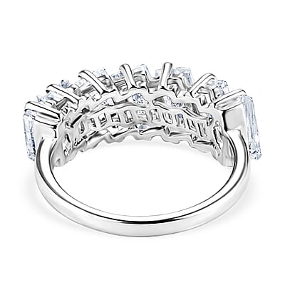 D'Joy White Topaz 5.65 ctw Spectrum Gem Bar Ring in Rhodium Over Sterling Silver (Size 5.0)