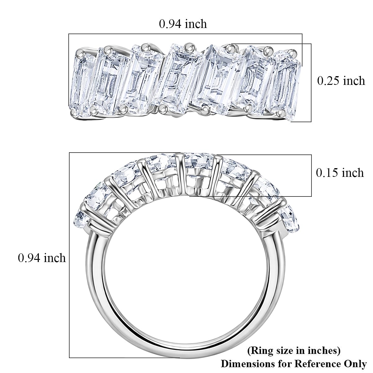 D'Joy White Topaz 5.65 ctw Spectrum Gem Bar Ring in Rhodium Over Sterling Silver (Size 5.0)
