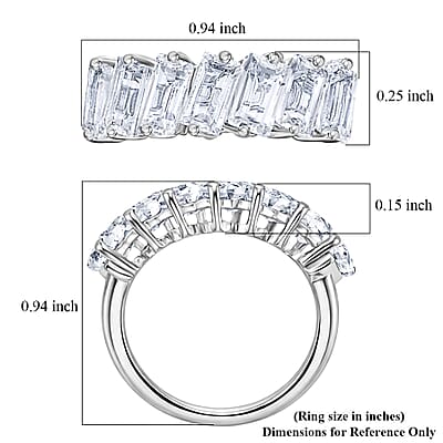 D'Joy White Topaz 5.65 ctw Spectrum Gem Bar Ring in Rhodium Over Sterling Silver (Size 5.0)