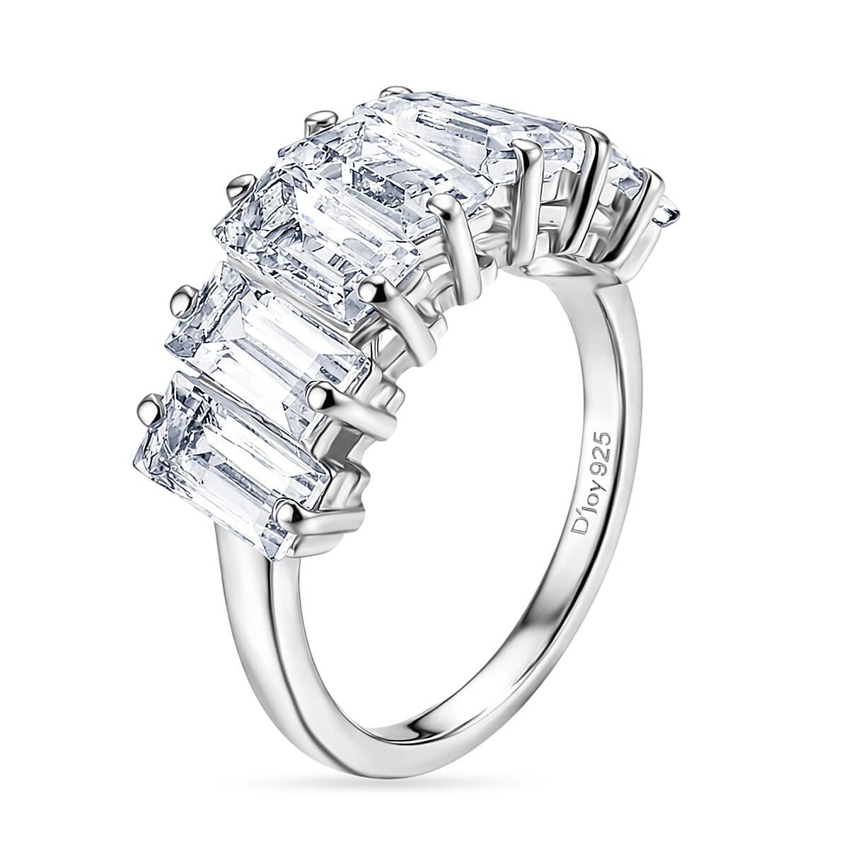 D'Joy White Topaz 5.65 ctw Ring in Rhodium Over Sterling Silver (Size 7.0) image number 3