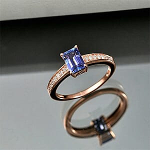 Rhapsody AAAA Tanzanite and Diamond G-H SI 1.25 ctw Ring in 18K Rose Gold (Size 8.0)