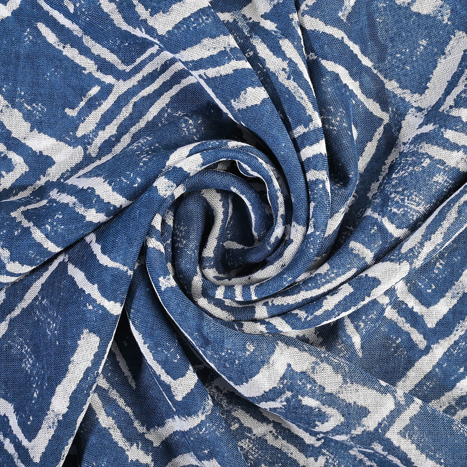 La Marey Indigo Stripe and Diamond Pattern Set of 2 Scarf