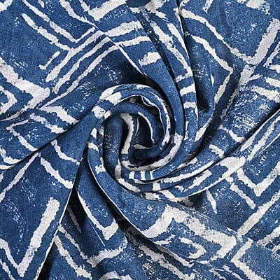 La Marey Indigo Stripe and Diamond Pattern Set of 2 Scarf