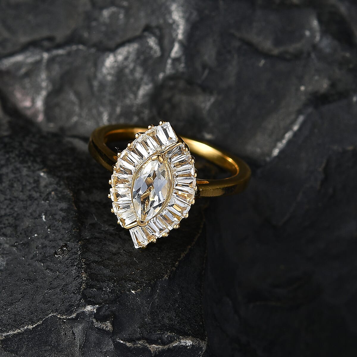 D'Joy White Topaz Ring in 18K Vermeil YG Over Sterling Silver (Size 10.0) 1.60 ctw image number 1