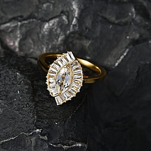 D'Joy White Topaz Ring in 18K Vermeil YG Over Sterling Silver (Size 10.0) 1.60 ctw