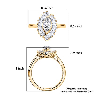 D'Joy White Topaz 1.60 ctw Radiant Marquise Halo Ring in 18K Vermeil Yellow Gold Over Sterling Silver (Size 10.0)