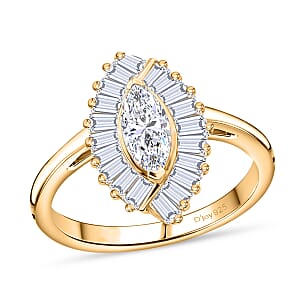 D'Joy White Topaz 1.60 ctw Ring in 18K Vermeil Yellow Gold Over Sterling Silver (Size 6.0)