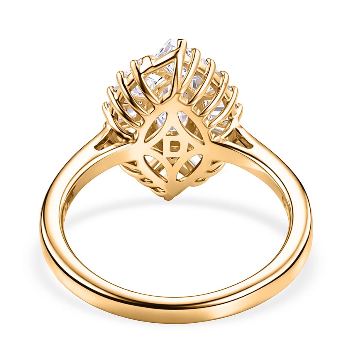D'Joy White Topaz 1.60 ctw Radiant Marquise Halo Ring in 18K Vermeil Yellow Gold Over Sterling Silver (Size 7.0)