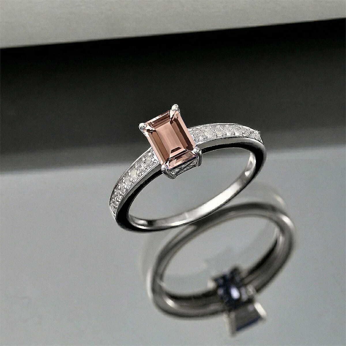Rhapsody AAA Marropino Morganite and Diamond E-F VS 1.04 ctw Ring in 950 Platinum (Size 11.5) 4.0 Grams image number 1