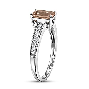 Rhapsody AAA Marropino Morganite and Diamond E-F VS 1.04 ctw Ring in 950 Platinum (Size 5.5) 4.0 Grams