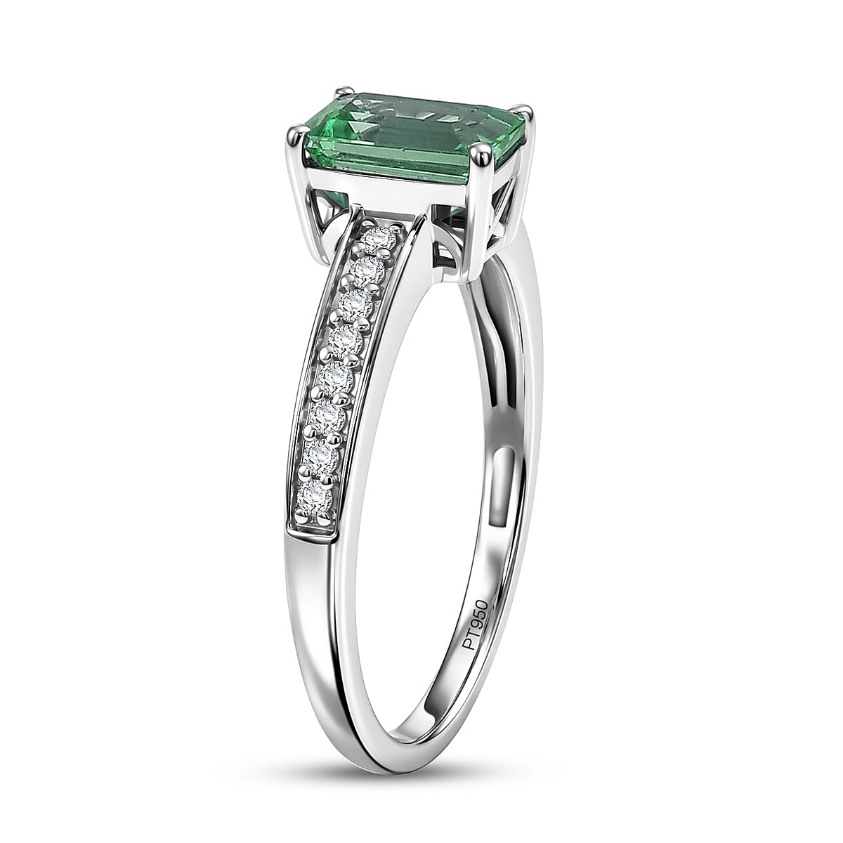 Rhapsody AAAA Kagem Zambian Emerald and Diamond E-F VS Ring in 950 Platinum (Size 10.0) 4.0 Grams 1.25 ctw image number 3