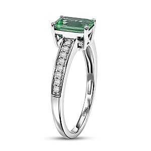 Rhapsody AAAA Kagem Zambian Emerald and Diamond E-F VS Ring in 950 Platinum (Size 10.0) 4.0 Grams 1.25 ctw