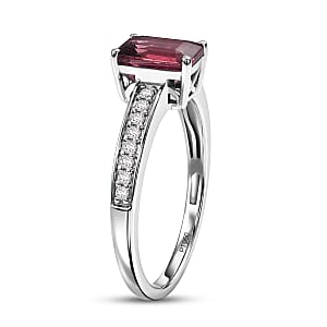 Rhapsody AAAA Ouro Fino Rubellite and Diamond E-F VS 1.25 ctw Ring in 950 Platinum (Size 11.0) 4.0 Grams