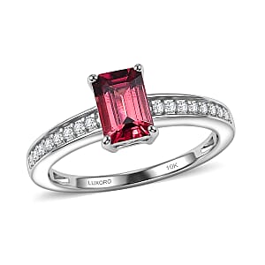 Luxoro Premium Ouro Fino Rubellite and Diamond I2 1.25 ctw Ring in 10K White Gold (Size 6.5)