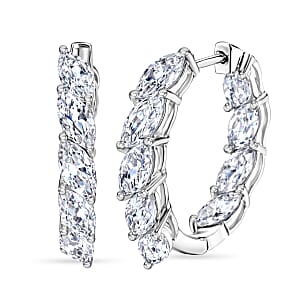 EverTrue White Topaz 8.15.00 ctw Hoop Earrings in Platinum Bond