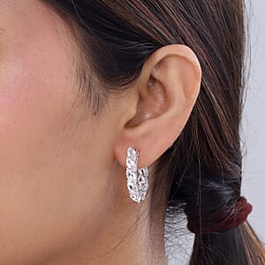 EverTrue White Topaz 8.15.00 ctw Hoop Earrings in Platinum Bond