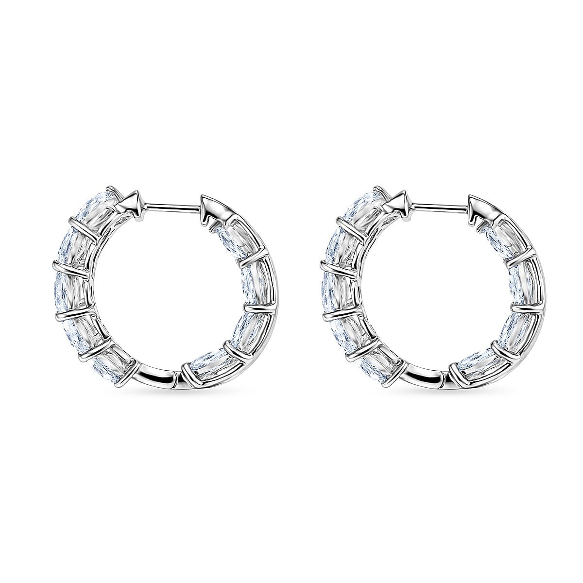 EverTrue White Topaz 8.15.00 ctw Hoop Earrings in Platinum Bond image number 3