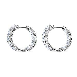 EverTrue White Topaz 8.15.00 ctw Hoop Earrings in Platinum Bond