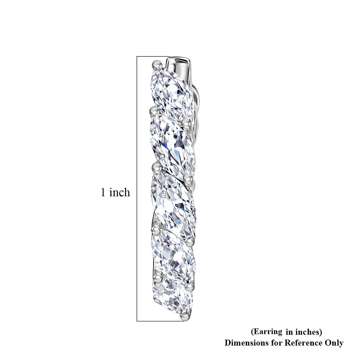 EverTrue White Topaz 8.15.00 ctw Leaf Elegance Hoop Earrings in Platinum Bond