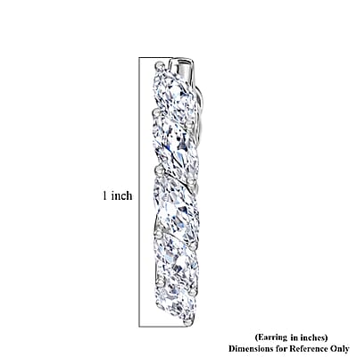 EverTrue White Topaz 8.15.00 ctw Leaf Elegance Hoop Earrings in Platinum Bond