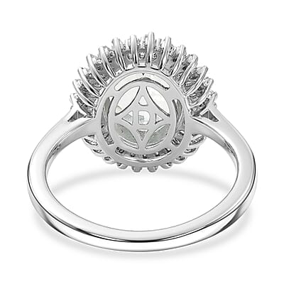 D'Joy Premium Mangoro Santo Aquamarine and Diamond 2.60 ctw Daisy Flower Ring in Rhodium Over Sterling Silver (Size 6.0)