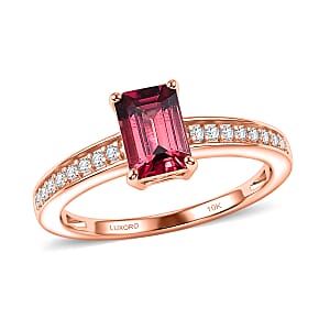 Luxoro Premium Ouro Fino Rubellite and Diamond I2 1.25 ctw Ring in 10K Rose Gold (Size 4.5)