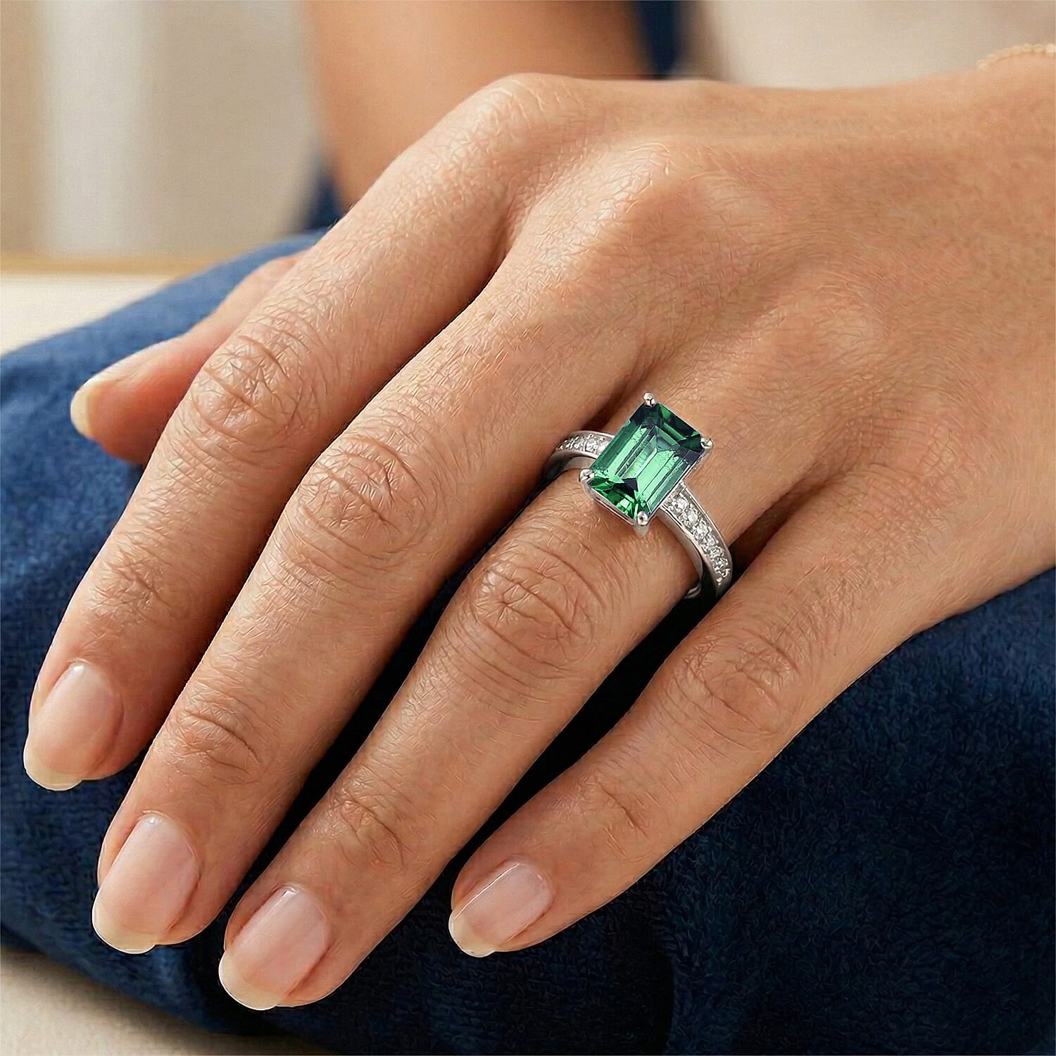 Luxoro Premium Kagem Zambian Emerald and Diamond I2 1.25 ctw Ring in 10K White Gold (Size 10.0)