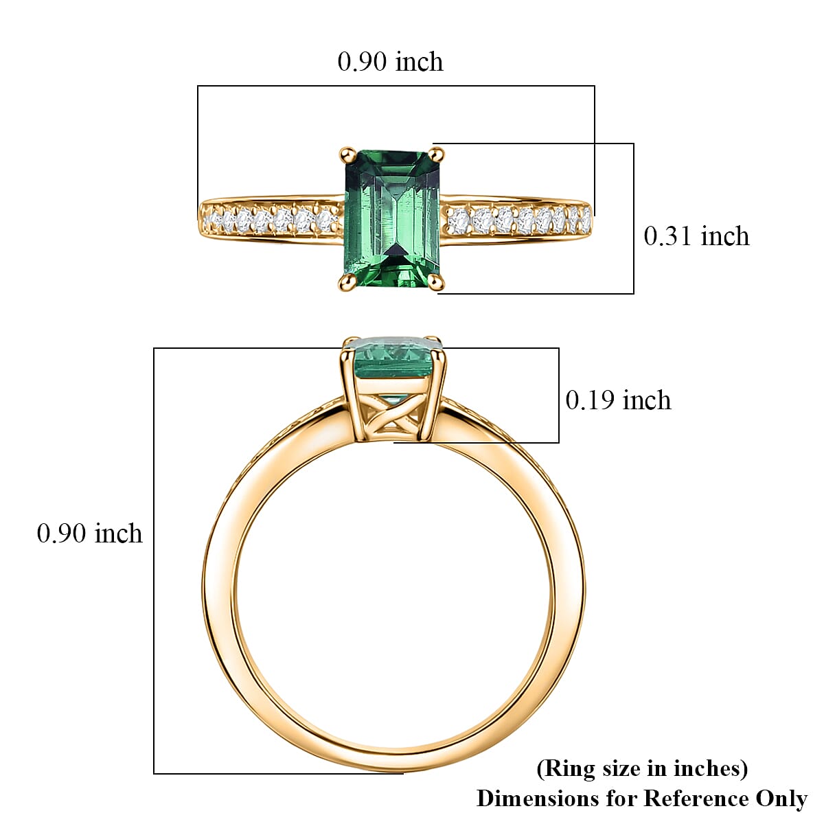 Luxoro Premium Kagem Zambian Emerald and Diamond I2 1.25 ctw Ring in 10K Yellow Gold (Size 9.0) image number 5