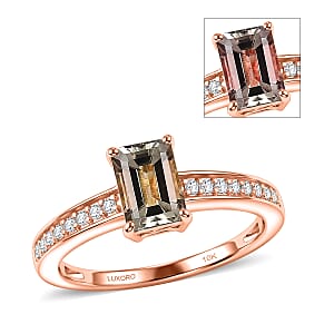 Luxoro AAA Turkizite and Diamond I2 1.35 ctw Ring in 10K Rose Gold (Size 4.5)