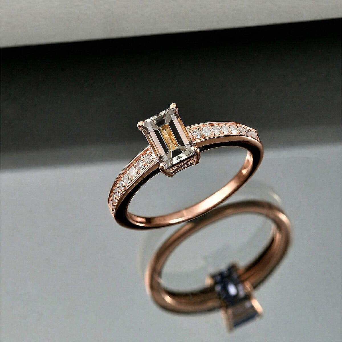 Luxoro AAA Turkizite and Diamond I2 1.35 ctw Ring in 10K Rose Gold (Size 5.5) image number 1