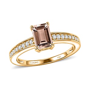 Luxoro Premium Marropino Morganite and Diamond I2 1.04 ctw Ring in 10K Yellow Gold (Size 9.0)