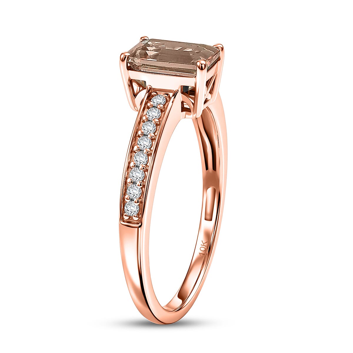 Luxoro Premium Marropino Morganite and Diamond I2 1.04 ctw Ring in 10K Rose Gold (Size 9.0) image number 3