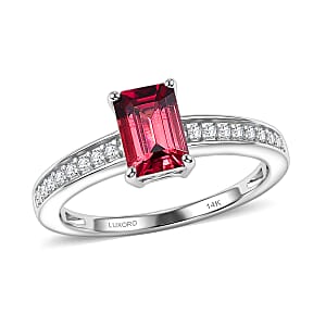 Luxoro AAA Ouro Fino Rubellite and Diamond I2 1.25 ctw Ring in 14K White Gold (Size 8.5)