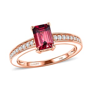 Luxoro AAA Ouro Fino Rubellite and Diamond I2 1.25 ctw Ring in 14K Rose Gold (Size 4.5)