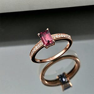 Luxoro AAA Ouro Fino Rubellite and Diamond I2 1.25 ctw Ring in 14K Rose Gold (Size 5.0)