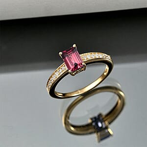Luxoro AAA Ouro Fino Rubellite and Diamond I2 1.25 ctw Ring in 14K Yellow Gold (Size 10.0)