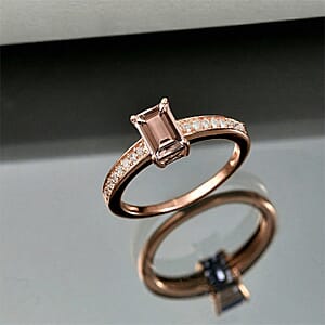 Luxoro AAA Marropino Morganite and Diamond I2 1.04 ctw Ring in 14K Rose Gold (Size 7.0)