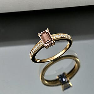 Luxoro AAA Marropino Morganite and Diamond I2 1.04 ctw Ring in 14K Yellow Gold (Size 9.5)