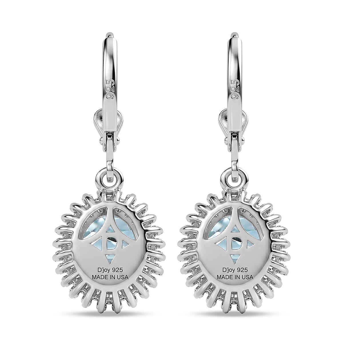 D'Joy Premium Mangoro Santo Aquamarine and Diamond 2.75 ctw Daisy Flower Earrings in Rhodium Over Sterling Silver
