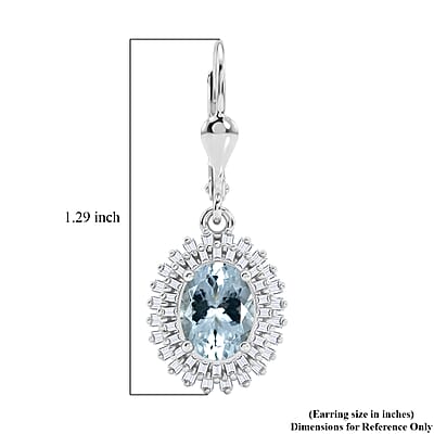 D'Joy Premium Mangoro Santo Aquamarine and Diamond 2.75 ctw Daisy Flower Earrings in Rhodium Over Sterling Silver